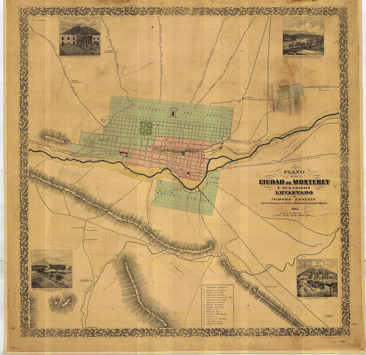 Plano de Monterrey de 1865 por Isidoro Epstein
